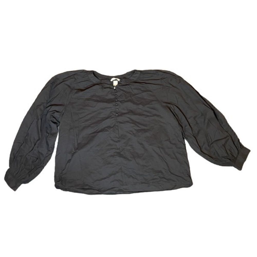 H&M Black Blouse with Puff Sleeve Size 10
